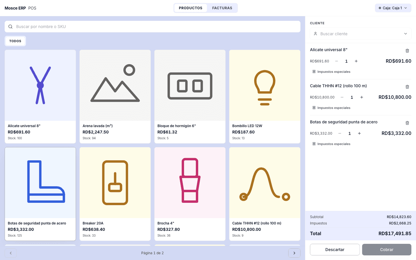 Modern tablet POS interface displaying colorful product categories and a clean checkout sidebar with digital payment options